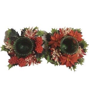 Vintage Eagle Brand Plastic Holly Christmas Wreath Retro Centerpiece Lot of 2